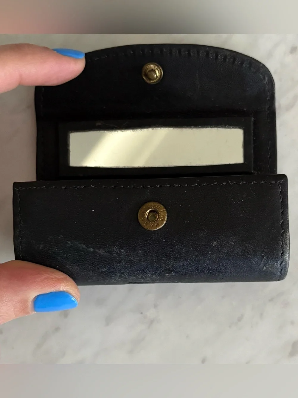 Coach Lipstick Holder / Mini Case – Black Leather Snap Closure - Picture 4 of 5